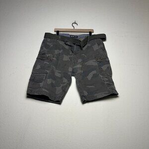 Y2K Iron Co Camo w Belt Cargo Shorts Men 40 Baggy Fit Skater Punk Indie Retro